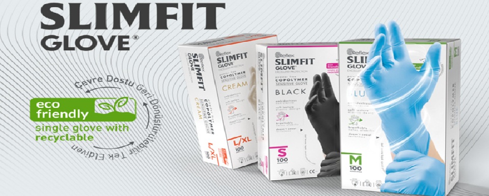 Reflex Slimfit Copolymer Eldiven, Slimfit eldiven, reflex muayene eldiveni, slimfit mavi eldiven