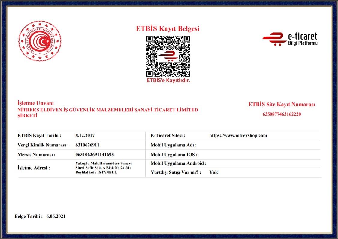 Nitreks Etbis Kayıt Belgesi