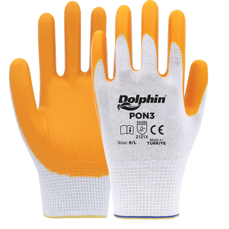 Dolphin Pon3 Nitril Eldiven  - Sarı
