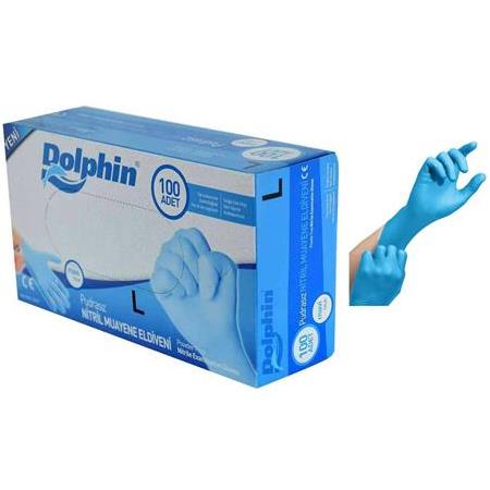 Dolphin Mavi Nitril Muayene Eldiveni - Pudrasız