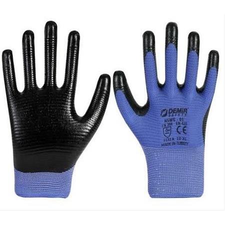Demir Mavi Siyah Zebra Nitril Eldiven
